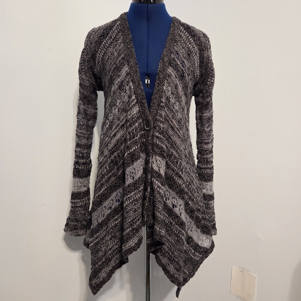 Gray Asymmetrical Crochet Cardigan Size S